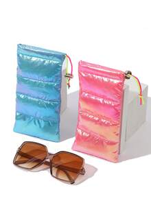 1pc Colorful Waterproof Fabric Women's Glasses Bag,Drawstring Sunglasses Storage Bag,Travel Essentials Glasses Case,Holiday Essentials Sunglasses Pouch,Mobile Phone, Change Storage Bag - Multicolor - View 5