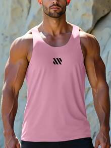 Áo ba lỗ tập gym Racerback cho nam có thiết kế hở lưng để khoe cơ bắp tay, thích hợp cho việc tập luyện sức mạnh tại phòng tập và chạy bộ ngoài trời vào mùa hè - Hồng - Xem 3