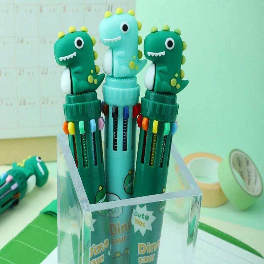 4 Stücke kreative Cartoon Dinosaurier Kugelschreiber, mini süße Schreibstifte, geeignet als Belohnung zur Schulanfang, zufällige Farben