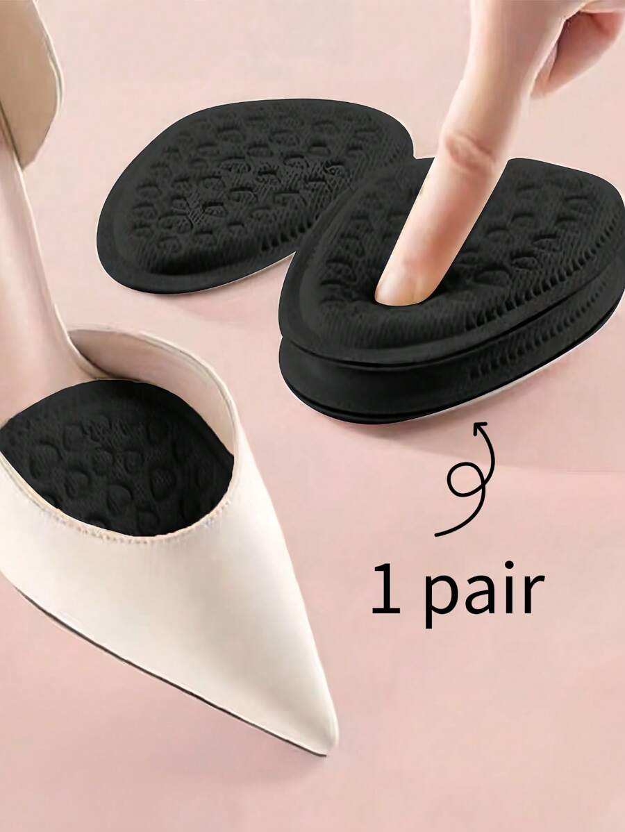 1/2/5 Pairs Of Anti Pain And Anti Slip Half Size Soft And Breathable Round Toe Heart Forefoot Pad High Heels Casual Shoes Insole