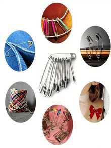 12 件 DIY 缝纫工具针配件银色金属小胸针服装配件、衣夹固定扣回形针。