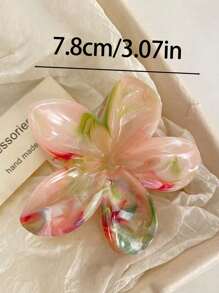 4pcs/1pc Ladies 7.8cm/3.07in Pink Blue Green Red Gradient Color Large Flower-Shaped Hair Clip Fashionable, Versatile, High-End And Elegant Temperament Simple Minimalist Hair Claw Hair Accessories Suitable For Daily Leisure Party Commuting Vacation Hair Wash Face Bath Makeup Match Clothes Use Accessories Headgear Accessories, Beach Accessories, Claw Clip