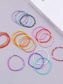 1/20/5 Pcs Bohemian Style Rice Bead Anklet Summer Beach Vibe, Ideal Gift For Mother's Day, School Opening Season, Graduation Season, Halloween, Christmas, Beach & Ocean Themed Occasions, And As A Present For Friends, Rich In Colors, Shipped With Random Beautiful Hues.