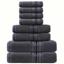 Juego de 8 toallas de lujo [4 toallas de mano + 2 toallas de cara + 2 toallas de baño], altamente absorbentes, de secado rápido, suaves y amigables con la piel, diseño de unicolor, adecuado para todas las estaciones, ideal para baño, salón, piscina, playa, deportes al aire libre, viajes, cocina, recibir invitados, regalos de Halloween y Acción de Gracias, también adecuado para decoración de otoño, decoración de Halloween, toallas de salón, toallas de hotel, equipo deportivo, artículos esenciales para el hogar - Multicolor - Ver 4