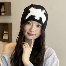 Gorro tejido con estampado de letras para mujer, ropa de calle Hop Harajuku Y2k, jersey de moda coreana estético negro Unisex ZNZC - 1 - Ver 8