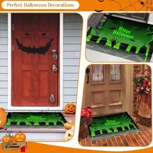 1/2 Piezas Felpudo de Halloween, con respaldo de goma, decoración de entrada de Halloween, decoración para interiores y exteriores, alfombra de cocina, alfombra de drenaje de poliéster, para cocina, sala de estar, entrada, balcón, decoración del hogar, resistente a las manchas, cafetería, bar, fiesta, regalo festivo, dormitorio, decoración del baño
