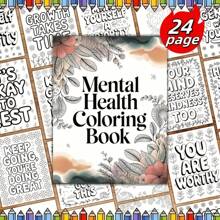 24-Page Mental Health Coloring Book For Adults & Teens - Relax & Emotional Calming Art Relax With Intricate Floral Designs, High-Quality Paper - Perfect Gift For Valentine's Day, Easter, Birthdays, Relax Coloring Book, Inspirational Quotes, Bold Text Graphics School Supplies,Back To School