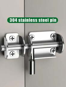 1/2pcs Stainless Steel Door Latch, Vintage Thickened Surface Mount Door Bolt, Suitable For Bathroom, Wooden Doors & Windows, Security Door Latch, Left & Right Bolt, Screw Mounted Installation - Silver - View 1