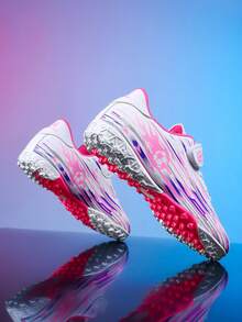 Kids Football Shoes For Boys And Girls Students, TF AG Studs, Artificial Grass & Natural Grass Training Soccer Shoes - Pink - View 2