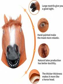 1pc Horse Mask Party Costume Headpiece, Adult Men Masquerade Mask (Brown), Party Costume Mask, Halloween, Christmas Toy