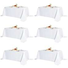 6 Pack White  Rectangle Tablecloths For 6-8 Foot Tables, Rectangular Polyester Table Cloth Stain And Wrinkle Resistant Washable Fabric Table Covers For Wedding Dining Parties - White - View 1