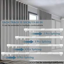 天花板窗帘轨道-39.37英寸-196.85英寸可调节长度窗杆轨道窗帘轨道系统，金属重型窗帘轨道，适用于淋浴间、房间隔断、办公室、家居装饰