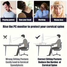 1pc Monitor Riser Stand With Storage Compartments, Ergonomic Neck Support Multi-Slot Display Stand, (Black/White) Pen Slot + Bottom Storage Space, Adjusts Comfortable Viewing Distance And Organizes Office Supplies, Desktop Organizer For Daily Office/Home Office/Workplace - Multicolor - View 9