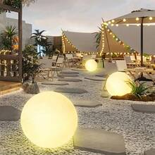 花园LED球灯户外草坪灯防水景观照明太阳能充电家用落地灯派对装饰发光球适用于庭院、草坪、园艺、户外装饰、照明、景观氛围和地板照明 - 白色 - 查看 3
