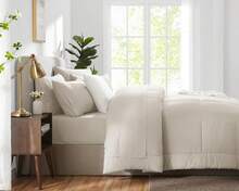 King Size Comforter Set Beige, 7 Pieces Bed In A Bag, Beige Comforter King Size, All Season Bedding Sets With Stitch Quilted Comforter, Flat Sheet, Fitted Sheet, Pillowcases - 米色 - 查看 2