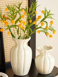 1pc Cream-Color Ceramic Vase, Bohemian Style, Tabletop Flower Vase, Suitable For Room, Home, Kitchen, Wedding, Dining Table, Office, Garden, Outdoor Decor, Home Decor, Room Decor, Glass Vase - Multicolor - View 5