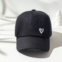 1 Stück Unisex Y2K Stil weiße Herz-bedruckte Baseballkappe, verstellbare Größe, atmungsaktiv & modisch für den täglichen Lässig-Stil