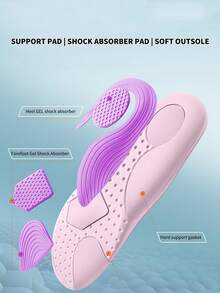 1 双男女通用足弓支撑减震防扭鞋垫，高弹力，吸湿排汗，透气鞋配件 - 粉紅紫 - 查看 5