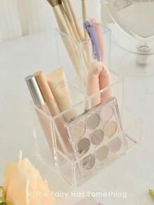 3-Compartment Transparent Acrylic Makeup Organizer, Brush Holder, Lipstick & Skincare Display Rack, Pen Holder, Suitable For Vanity, Office Desk, Small Acrylic Pen Cup, Makeup Brush Holder - Multicolor - View 10