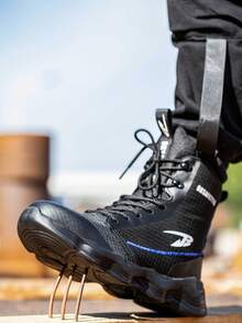 1 双男靴轻便安全工作靴，适用于男士钢头靴，防刺穿外底，防滑透气黑色工作鞋运动鞋男靴，EVA 鞋底防刺穿，工作运动鞋坚固耐用，舒适，工厂，户外，仓库，制造，徒步靴