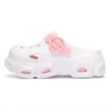 Sandalias de playa con plataforma gruesa y diseño calado para mujer, estilo casual Y2K de verano - Blanco - Ver 5