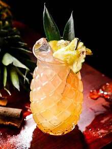 1pc Pineapple Shaped Cocktail Glass, Transparent Glass, Creative Champagne Cup, Water Cup, Juice Cup, Suitable For Bar, Pub, Club, Restaurant, Home, Beverage Container, Wedding Decoration, Christmas Decoration, Birthday Decoration, Birthday Gift, Christmas Tabletop Decor, Christmas, Christmas Decoration, Christmas Gift - Multicolor - View 4