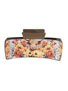 3 件西式皮革发夹：1 件方形向日葵印花爪夹，1 件公牛印花配饰，适合牛仔女郎和女孩的时尚礼物时尚发饰休闲发夹 - 彩色 - 查看 3