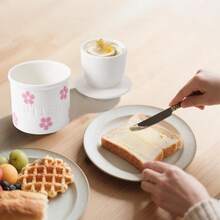 1pc 140ml/4.7oz Ceramic Butter Crock With Lid For Countertop, Cute Heart/Cherry Blossoms Design French Butter Dish Keeper For Soft, Spreadable Butter, Farmhouse Kitchen Decor, Perfect Gift For Housewarming Birthday Holiday