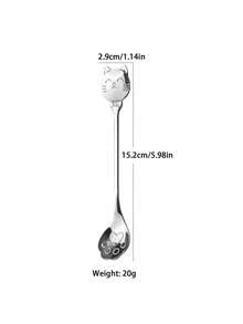 1pc/2pcs/4pcs/6pcs/8pcs Premium Stainless Steel Spoons, Multi-Color Spoons, Creative Cartoon Lucky Cat Smiling Face Paw Spoons, Coffee Stirring Spoons, Dessert Spoons, Cat Paw Strainer Spoons, Suitable For Kitchen, Restaurant, High-End Hotel - Gold and Silver - View 10