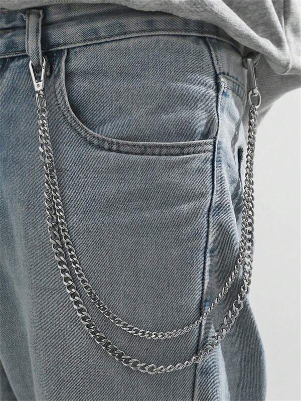 1pc Fashion Minimalist Street Punk Style Stainless Steel Double-Layer Pants Chain, Suitable For Teens, Summer Casual Outdoor Athletic Or Vacation Travel, Graduation Gifts, Birthday Dress Accessories, Daily Wear Summer, School