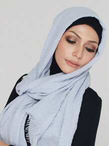 3 buc/set femei culoare solidă eșarfă musulmană încrețită eșarfă hijab casual set