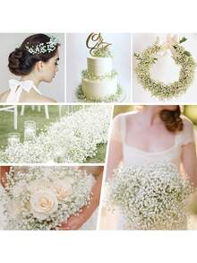 6 件满天星仿真花假满天星花人造散装白色满天星花束逼真仿真花适用于婚礼插花派对家居装饰