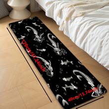 1pc Halloween Skull Pattern Printed Non-Slip Linen Kitchen Rug, Bathroom Mat, Doormat, Home Decor, Halloween Decoration, Halloween Gift, 3D Printed Rectangular, Suitable For Living Room, Bedroom, Hallway, Bathroom, Laundry Room - Polyester Carpet, Indoor & Outdoor Use