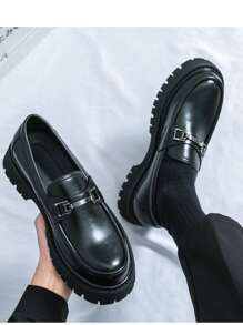 Men's Versatile Business Casual Shoes, Thick Sole Height Increasing Slip-On Loafers For Parties, Weddings, Formal Occasions
