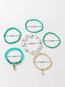 Conjunto de 6 joias estilo boêmio com conchas para mulheres, roupa de praia para férias