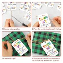 50pcs Teacher Thank You Gift Tags With String - Perfect For Back To School, Graduation, Teacher Appreciation, Celebrations & More, Hanging Tag Labels For Gift Wrapping & Party Favor