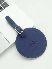 Takeoak 1pc Personalized Initials Luggage Tag For Suitcases Customized Monogram Name Round Luggage Tags With Privacy Name Card Custom Vegan Leather Tag Travel Bag Backpack Tags Gift TagsTravel Accessories Handmade Chic Travel Gift Birthday Bridesmaid Gifts For Friends - Multicolor - View 14
