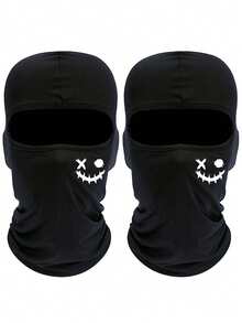 2 件男女通用印花巴拉克拉法帽滑雪面罩，适合春夏季节旅行、骑自行车、徒步旅行、钓鱼等户外活动