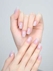 20 pièces/set Autocollants de vernis à ongles en gel semi-durci avec design French Tip, gel UV longue durée et facile à poser/retirer