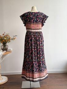 Rusttydustty A Long, Loose, Casual And Vacation Floral Dress With A V-Neck For Womenboho Easter Beach Outfits Hawaii Coachella Music Festival Tropical Vacation