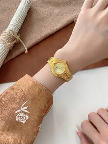 1 件女士石英手表奢华时尚女士腕表金表链优雅百搭适合商务和休闲穿着复古 - 均碼 - 查看 14