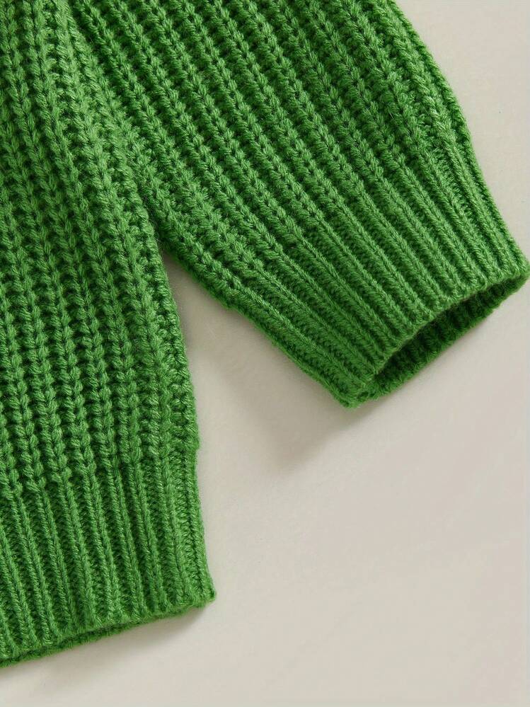 Suéter navideño para niñas pequeñas, informal, con lazo y bordado de árbol de Navidad, jersey de punto para bebés, ropa cálida - Verde - Añade 6