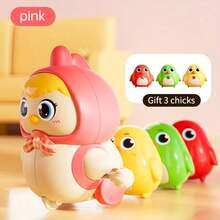 摇动链条磁性母鸡和小鸡学习爬行训练，小鸡护卫妈妈，抬头训练，橙色、粉色和红色鸡妈妈和3只磁性小鸡宝宝，玩具万圣节感恩节圣诞节，儿童节，生日礼物和各种节日礼物，婴儿玩具，1岁玩具，玩具，婴儿玩具，6个月婴儿玩具，爬行玩具，音乐剧，发光玩具，感官玩具