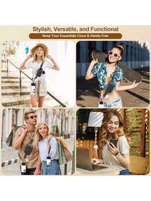 拉链手机挂绳，时尚女士斜挎手机挂绳，带钱包的斜挎手机挂绳，新款拉链手机挂绳，可调节斜挎手机带 - 耐用涤纶材质，休闲风格，手机袋，女士礼物