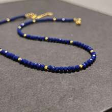 Lapis Lazuli Natural Stone Necklace - Minimalist, Handmade Dainty Jewelry, Perfect Gift For Her, Necklace, Retro Style, Simple Style