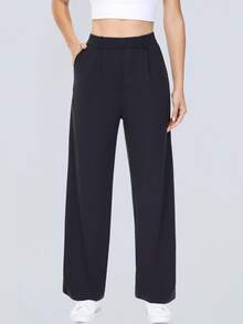 Leftear Women's Athletic Wide-Leg Yoga Trousers – Dress Pants For Work – Office Business Casual Slacks, Lounge Yoga Trousers With Pockets & Casual Sweatpants Wear