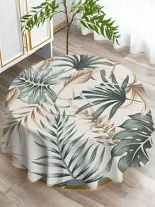 Față de masă dreptunghiulară/rotundă, impermeabilă, cu model de plante verzi din poliester, 1 buc., față de masă imprimată digital, potrivită pentru sufragerie, masă de exterior, masă rotundă mică, decor de toamnă, decor de toamnă, decor de cameră