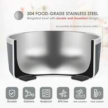 New-15  Dog Bowl For Food And Water, 64 Oz Stainls Steel Pet Feeding Bowl,  Non-Skid Insulated Heavy Duty  Rubber Bottom For Medium Lar Sized Dogs (64 Ounc/8 C, Grey) - 灰色 64 盎司 - 查看 4