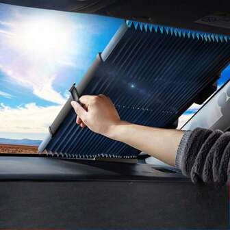 1 st. - 46 cm automatisch opvouwbaar zonnescherm voor in de auto, UV-bestendig en warmte-isolerend, eenvoudig te installeren op de voorruit, opvouwbaar zonnescherm voor in de auto, geschikt voor reizen en autorijden
