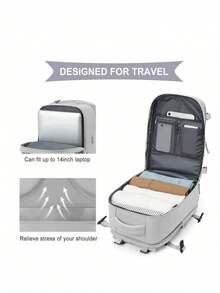 Balo du lịch Ryanair, Túi xách tay 40x20x25 có ngăn đựng giày, Ngăn đựng đồ ướt và khô, Túi xách tay dưới ghế, Túi hàng không, Balo du lịch nữ, Balo thường ngày được chứng nhận hàng không, Balo hành lý ngoài trời Túi công tác cuối tuần có đầu ra USB Balo du lịch chống thấm nước cho nam - Xám - Xem 2
